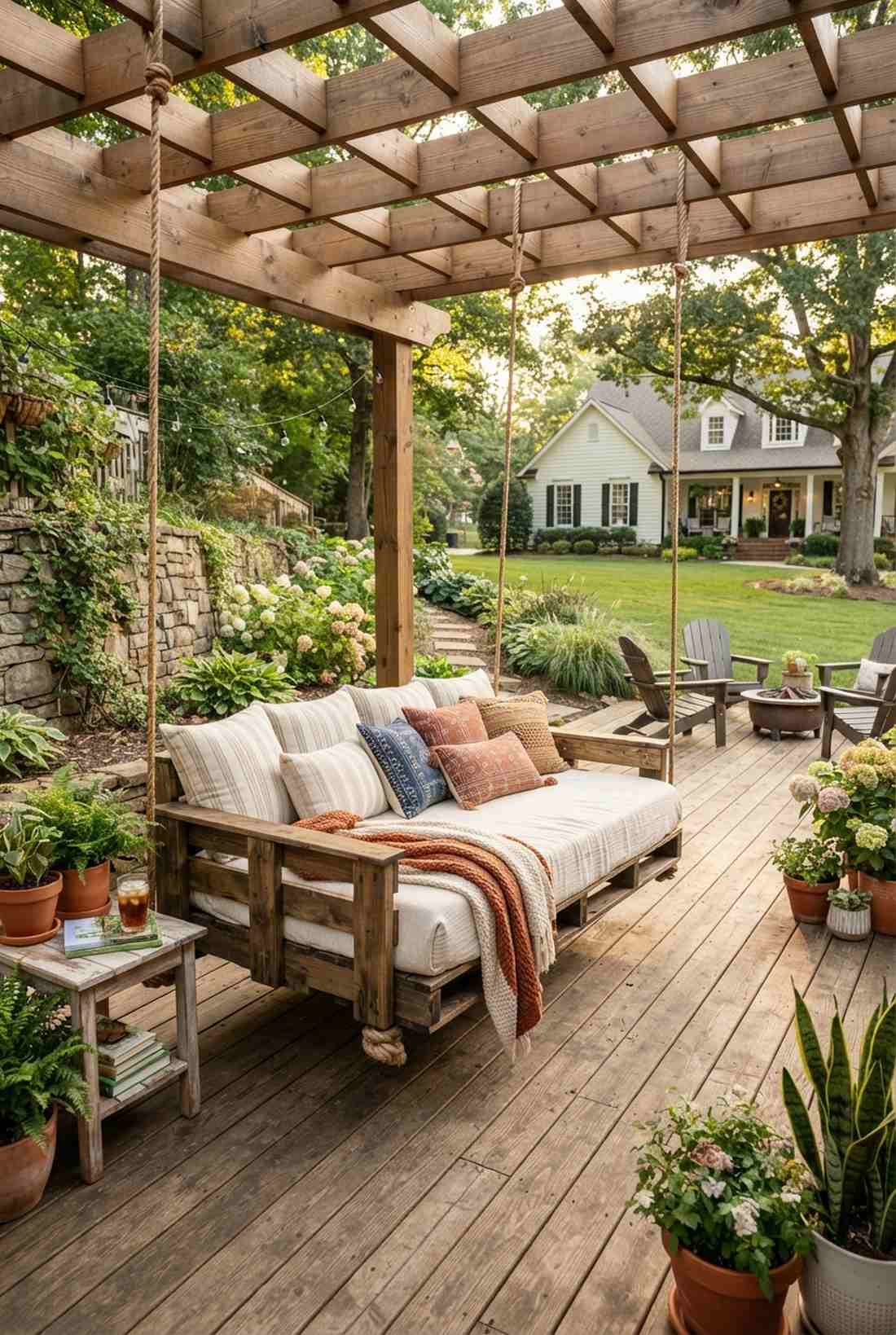 rustic pallet swing bed