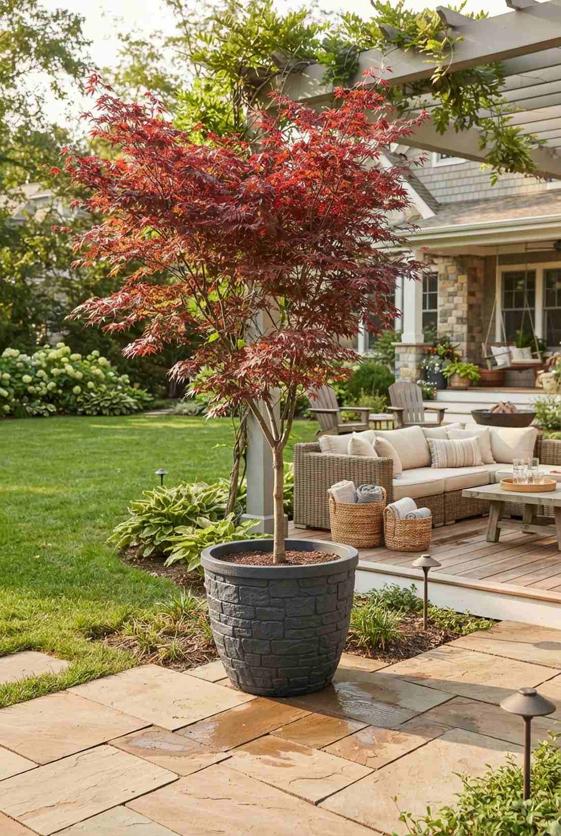 single statement tree in large planter