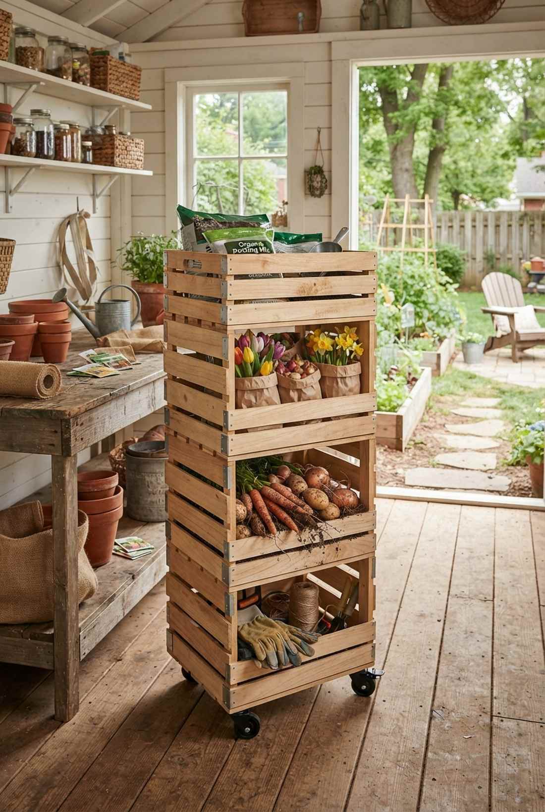 stacked crate columns