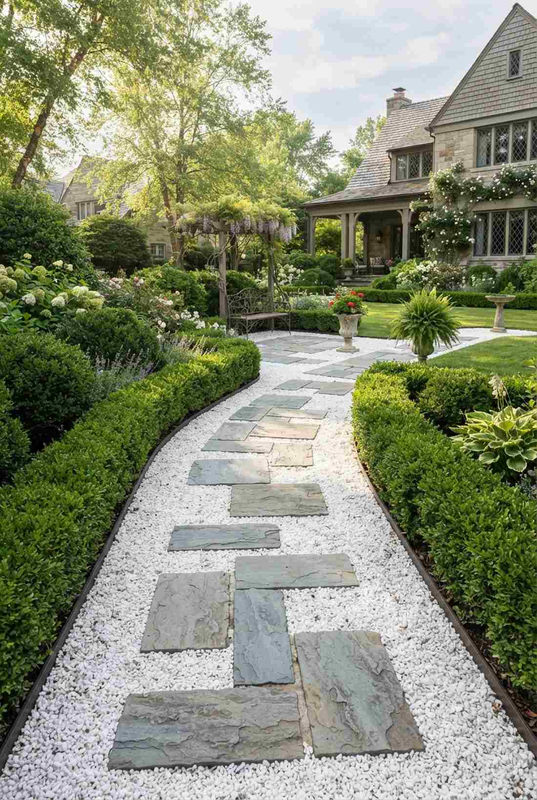 tumbled bluestone with crushed marble chips