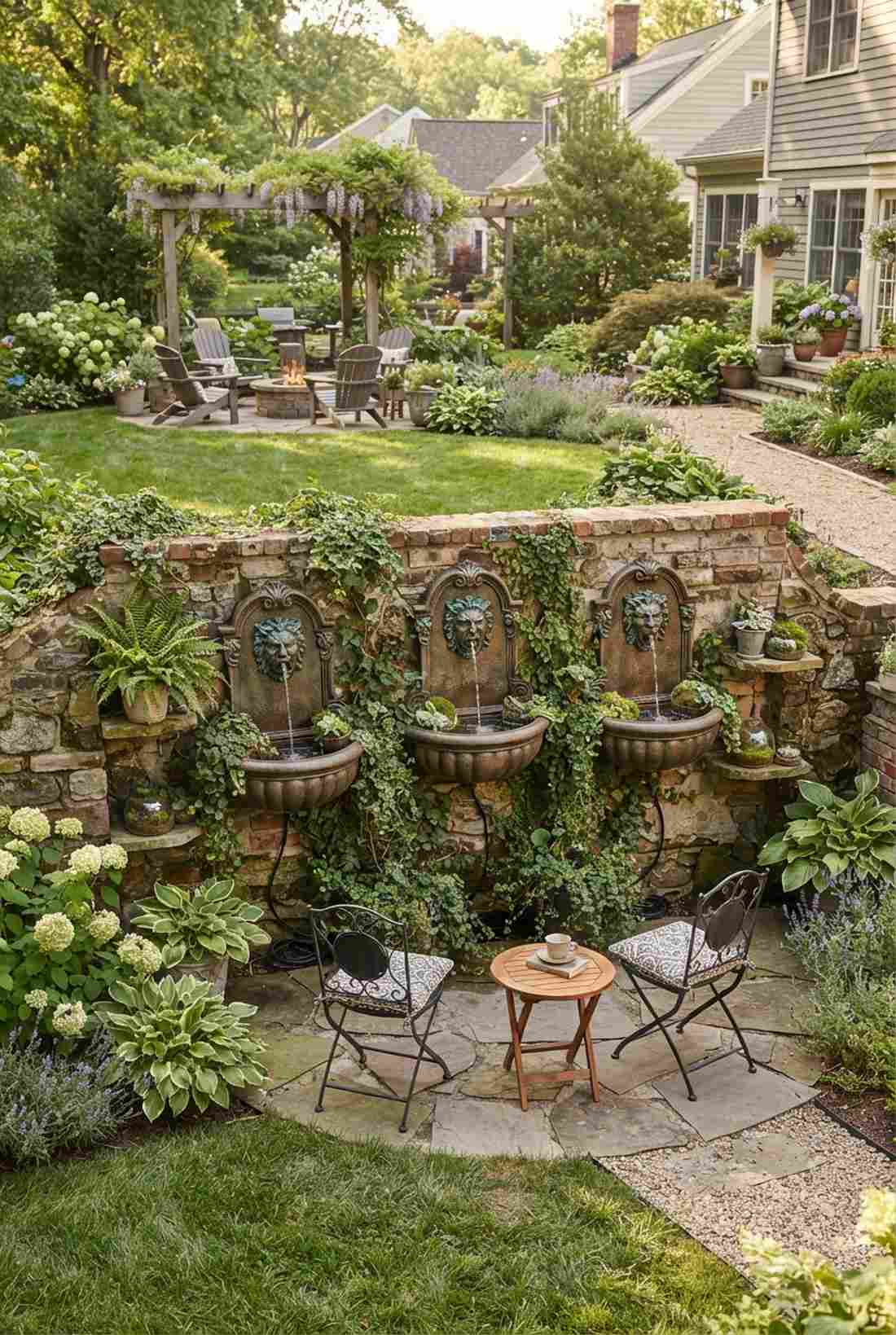 wall fountains with grotesque masks
