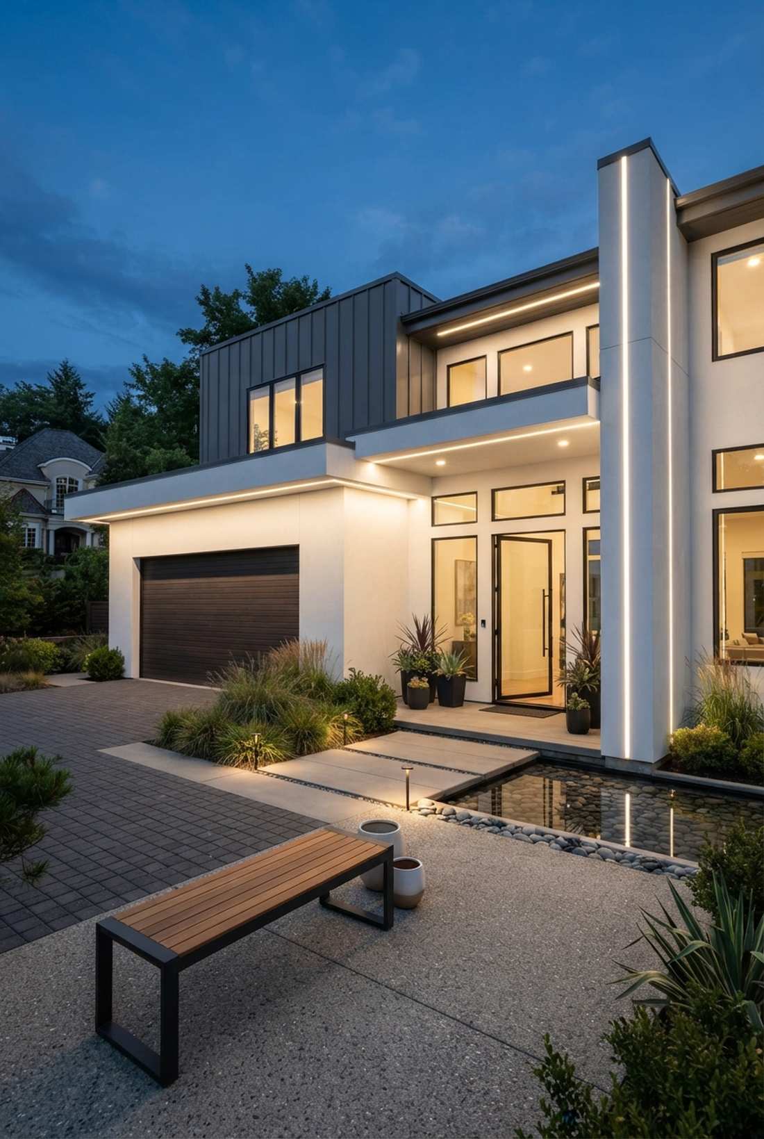 white modern linear lights