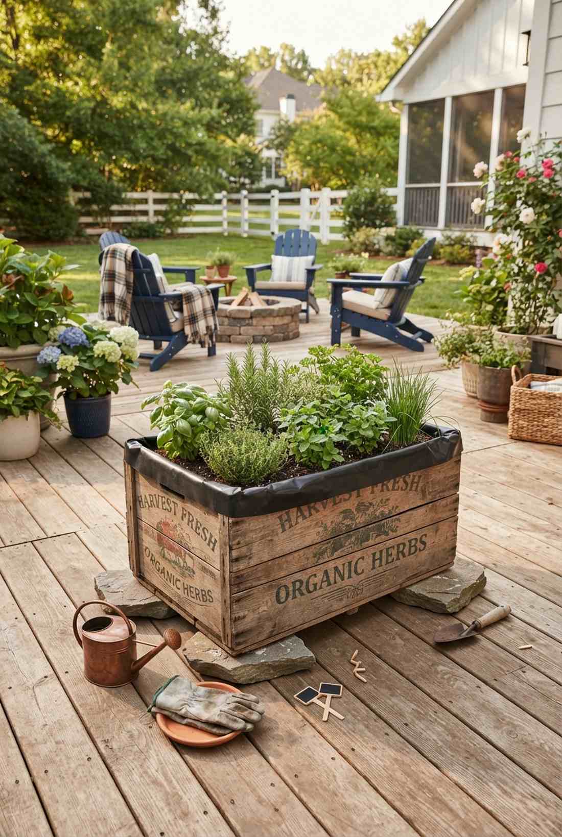 wooden crate herb box