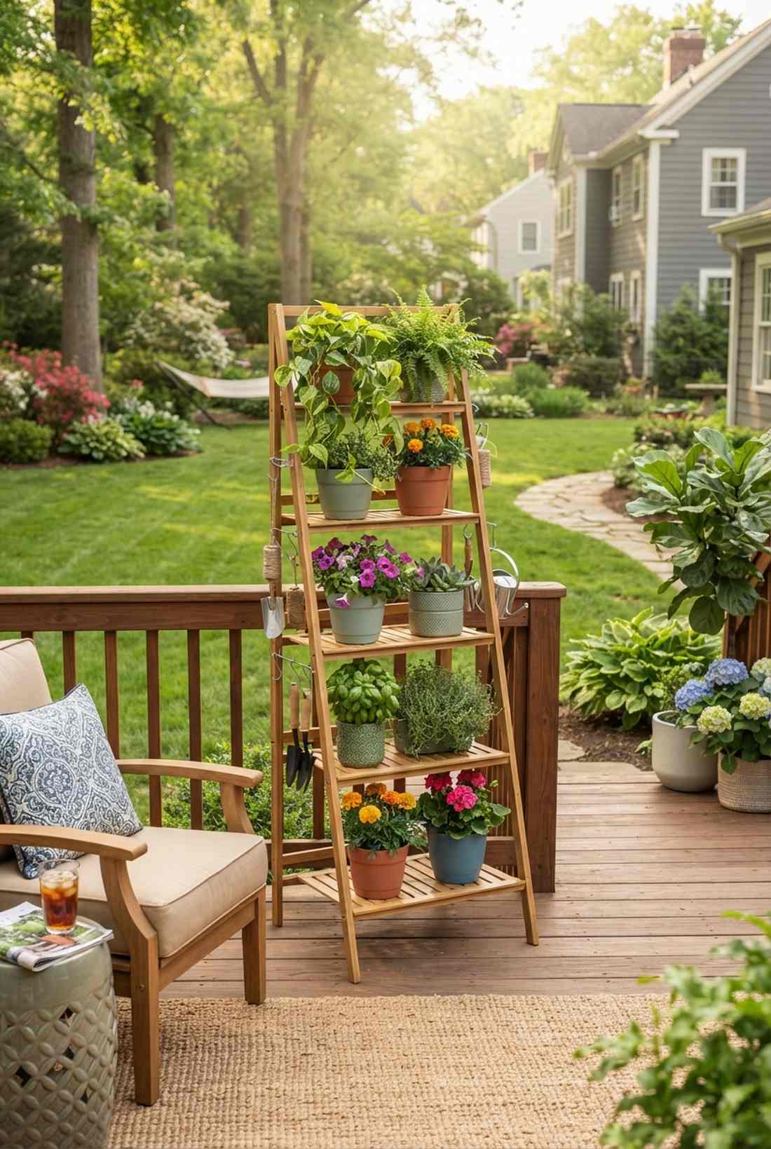bamboo folding ladder garden