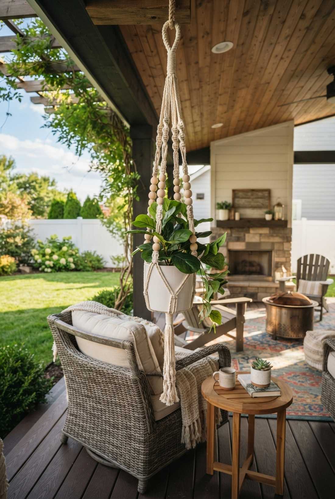 beaded macrame plant holder