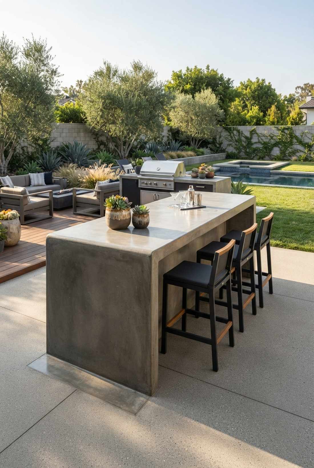concrete waterfall edge bar
