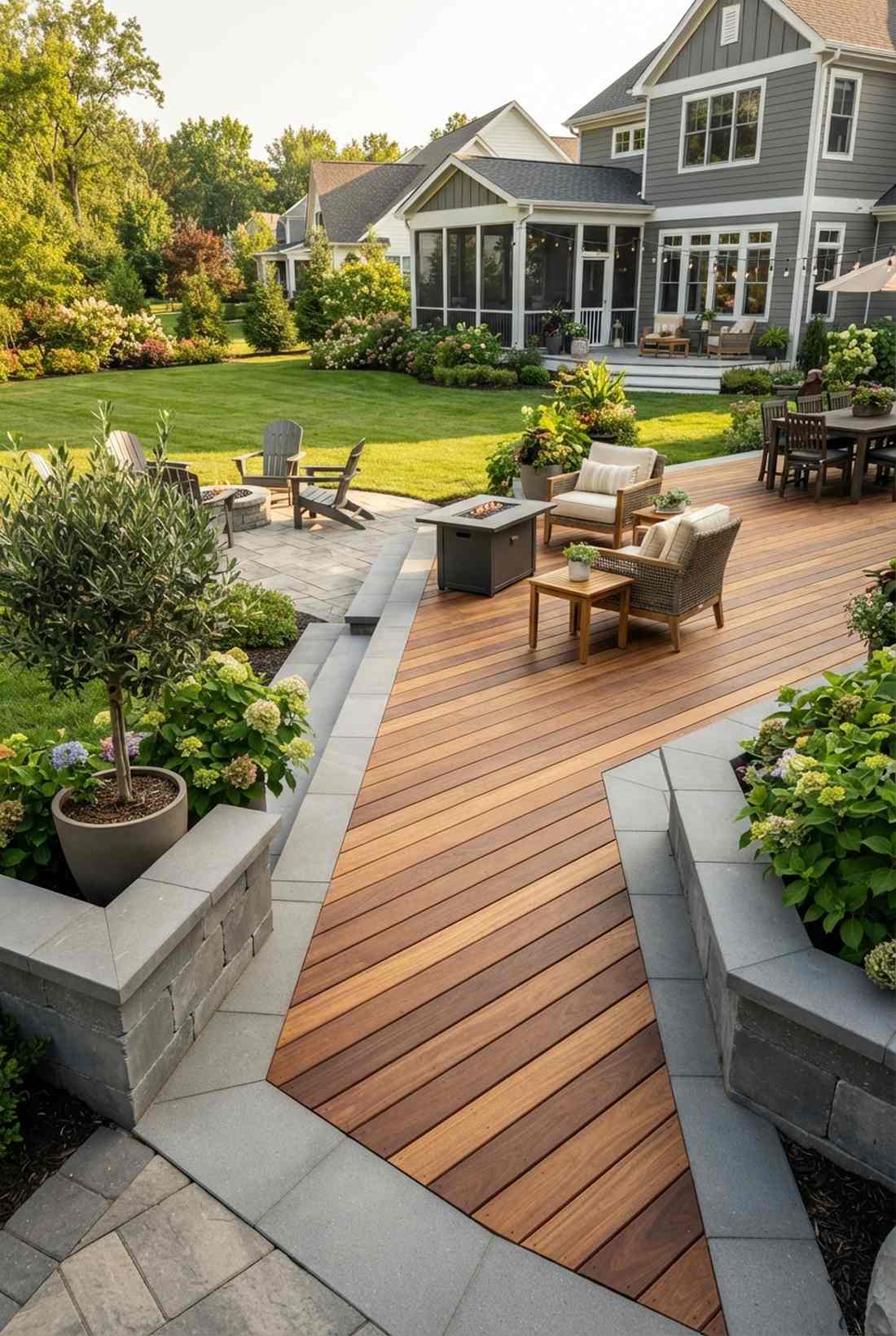 diagonal deck with paver corners