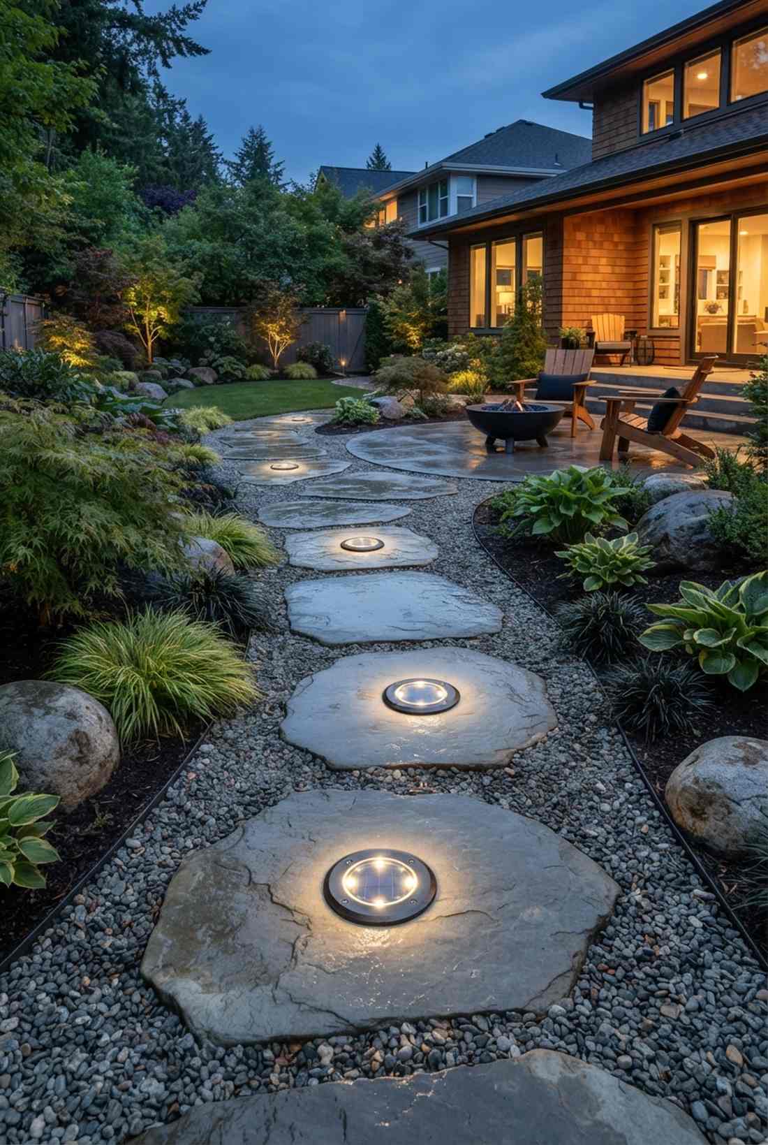 embedded stone path lights