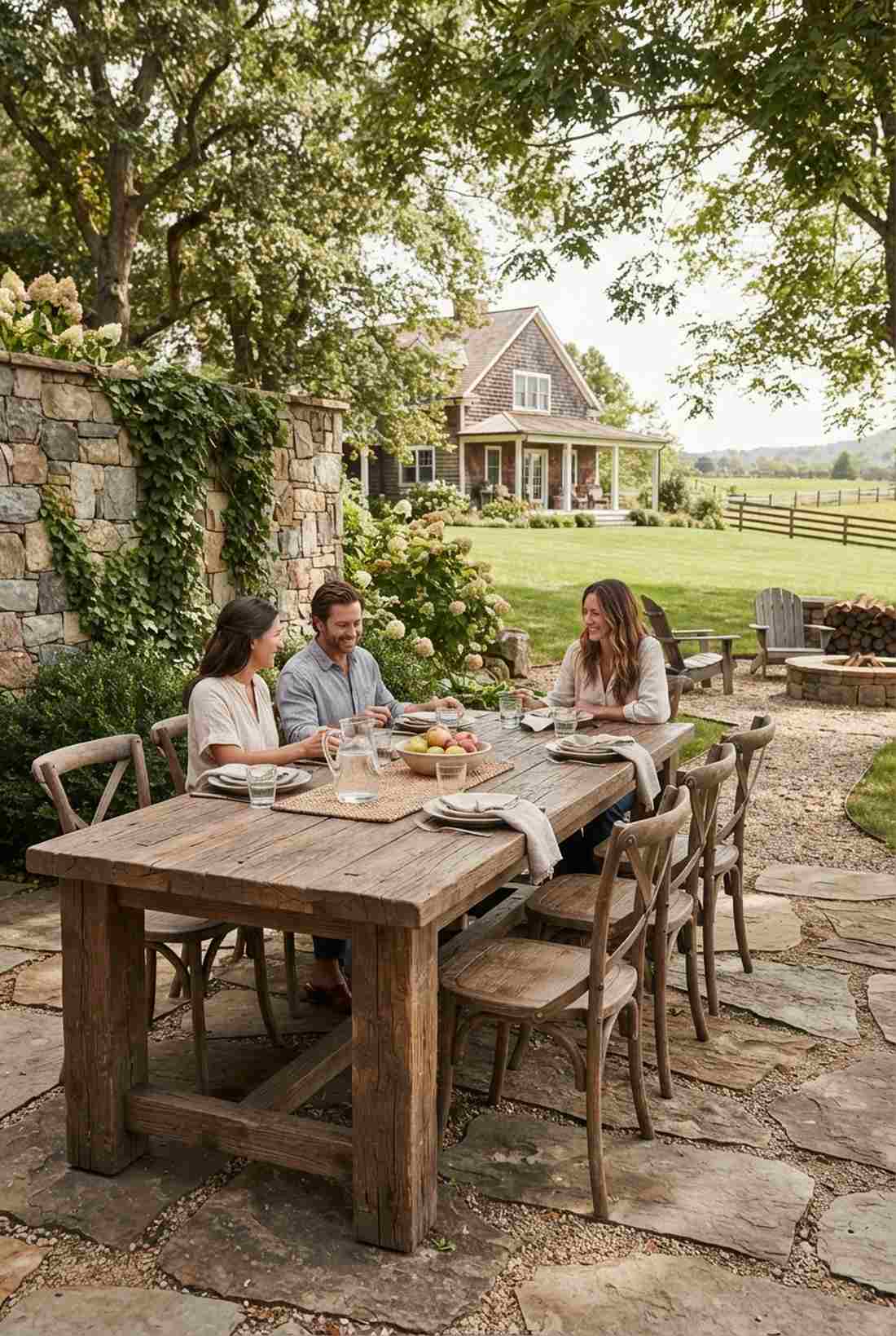 farmhouse table with cross back chairs