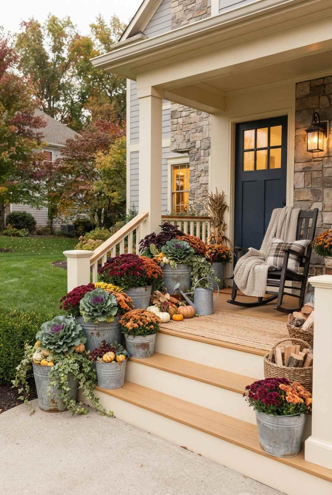 galvanized bucket arrangements