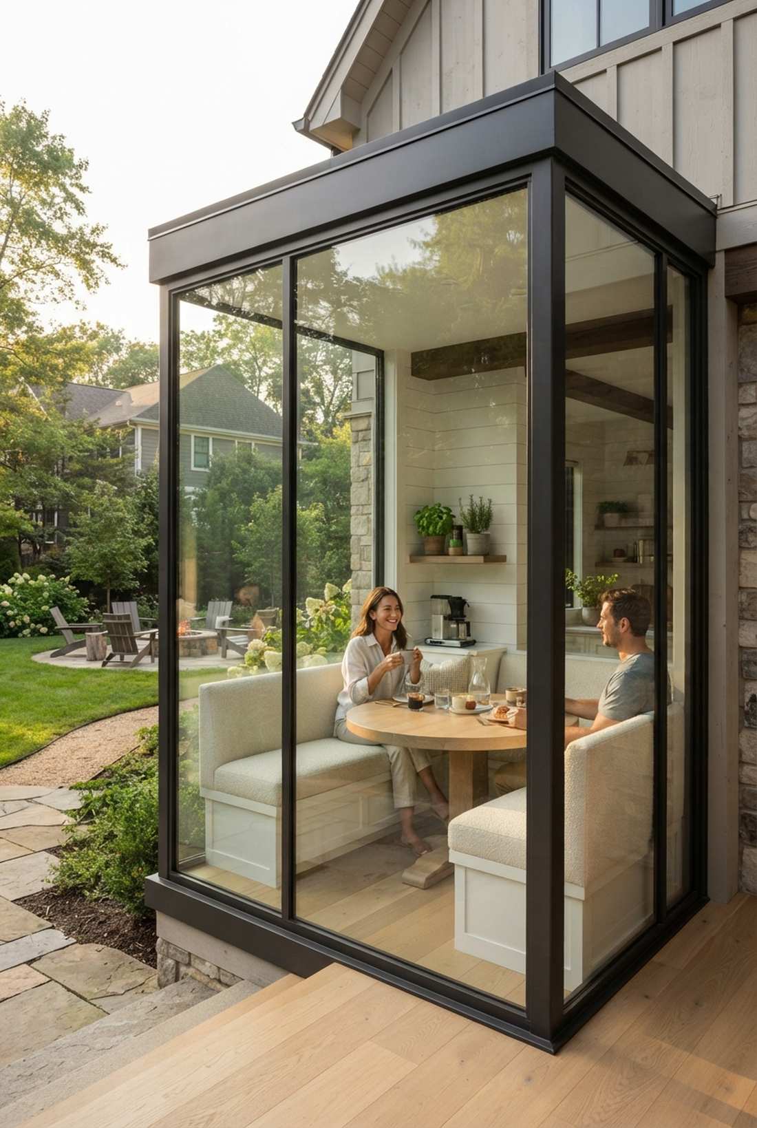 glass enclosed breakfast nooks