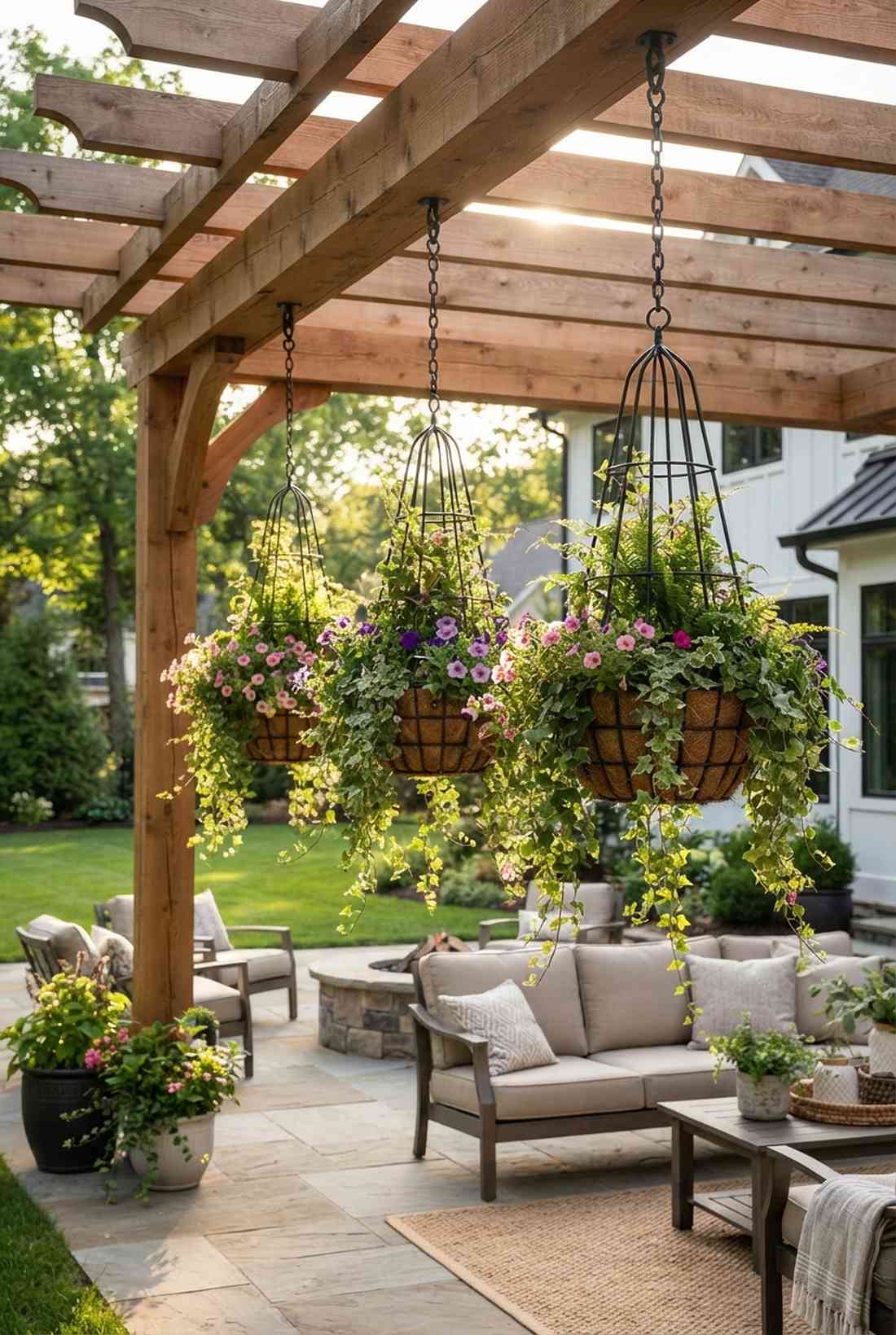hanging basket trellis combination