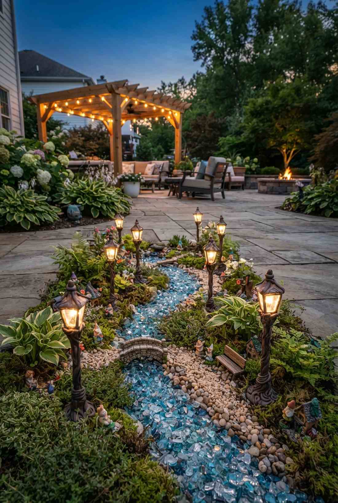 miniature lanterns and lampposts