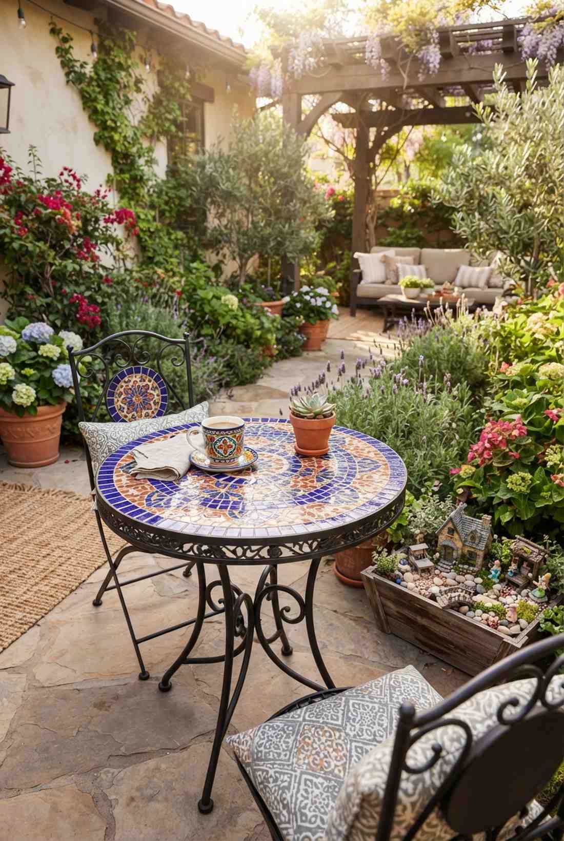 mosaic tile top cafe table