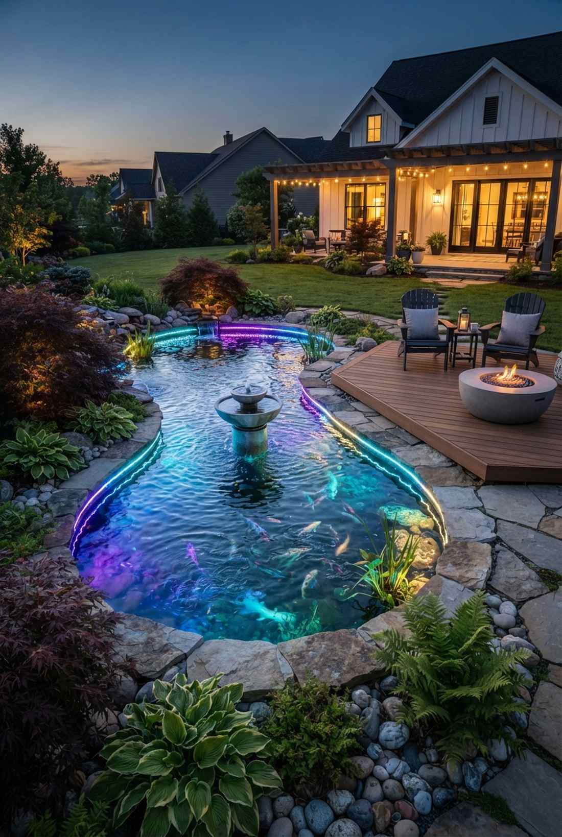 multicolor water feature lighting