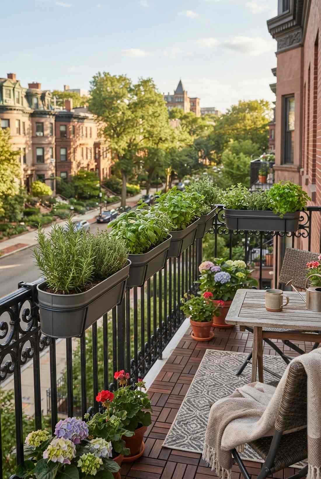 railing clamp on herb planters