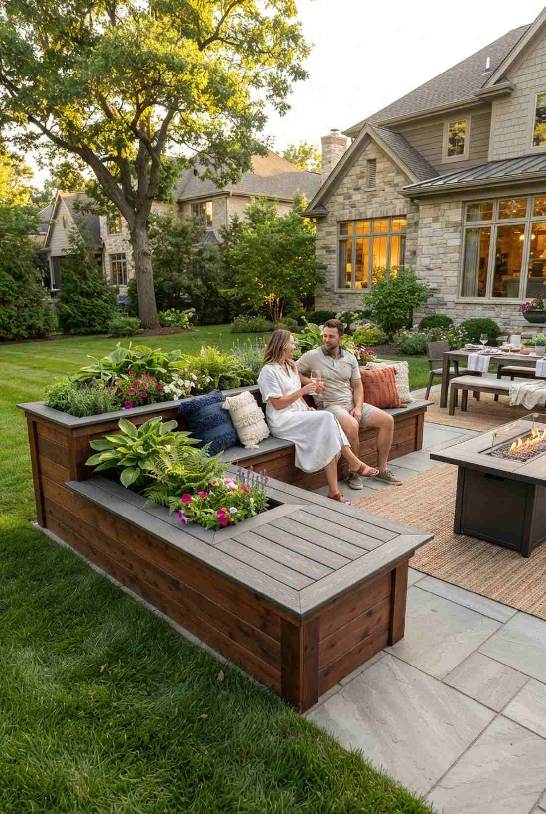raised bed with integrated seating cap