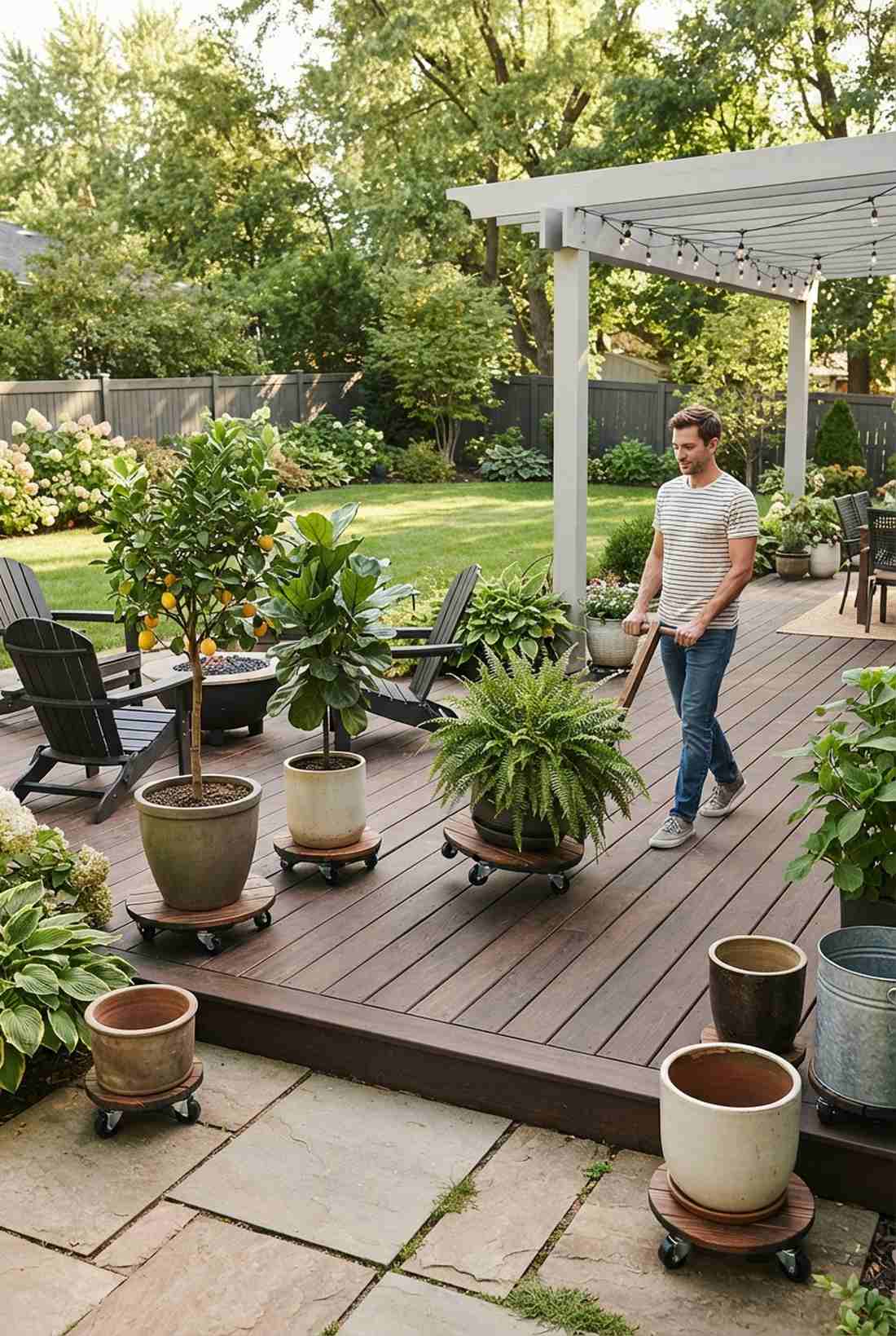 rolling container garden carts