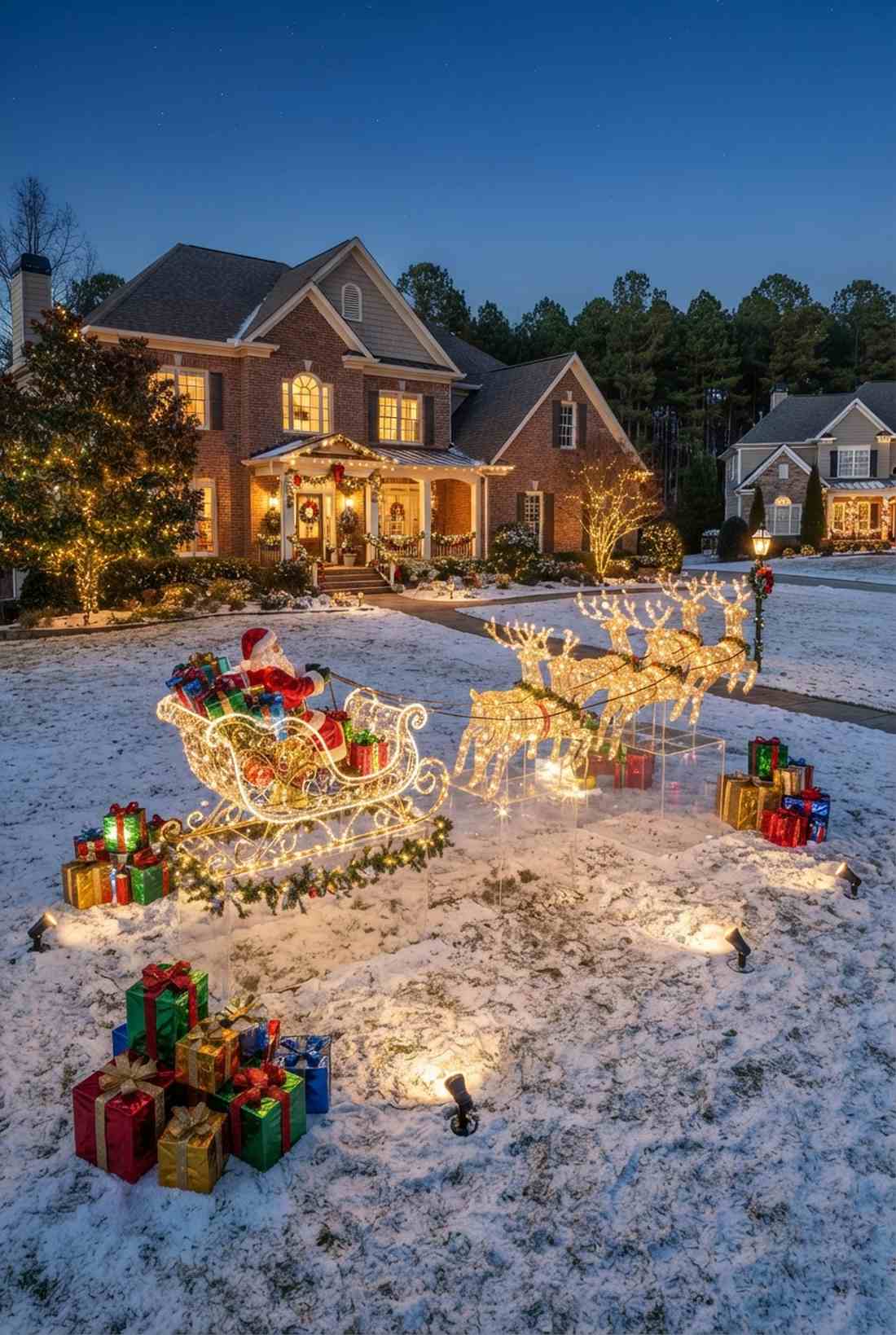 santa sleigh and reindeer