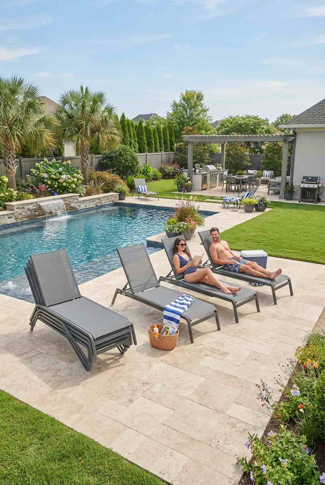 sling back stacking chaise