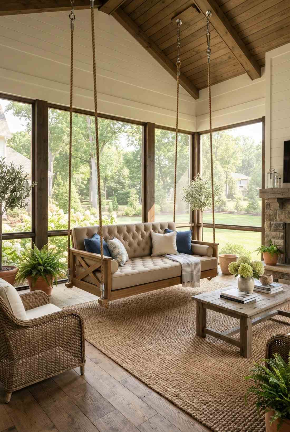 upholstered outdoor swing bed