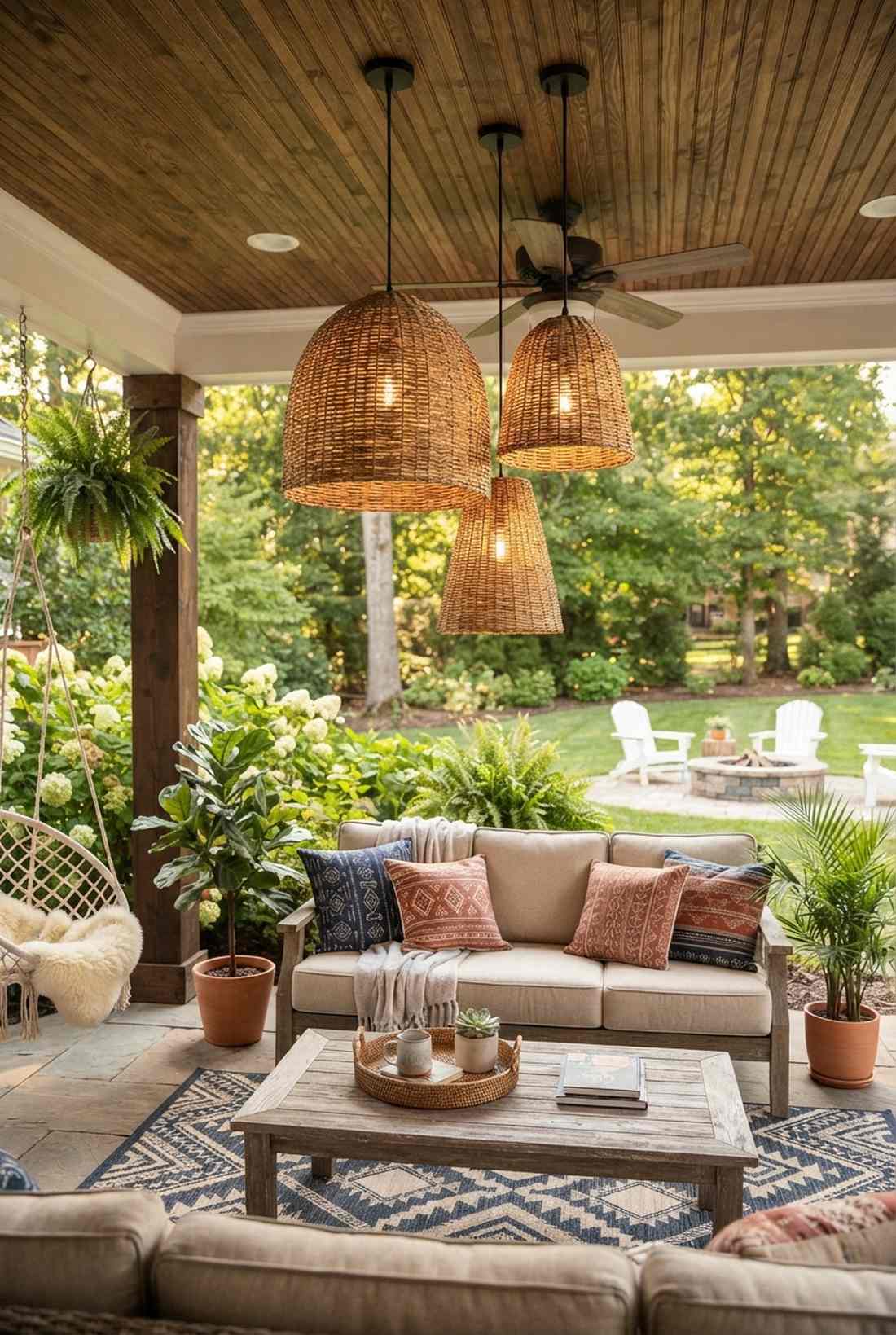 wicker pendant clusters