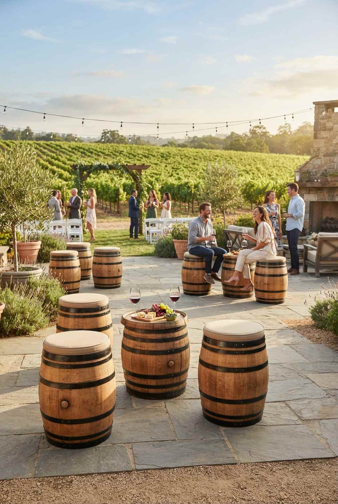 wine barrel stools