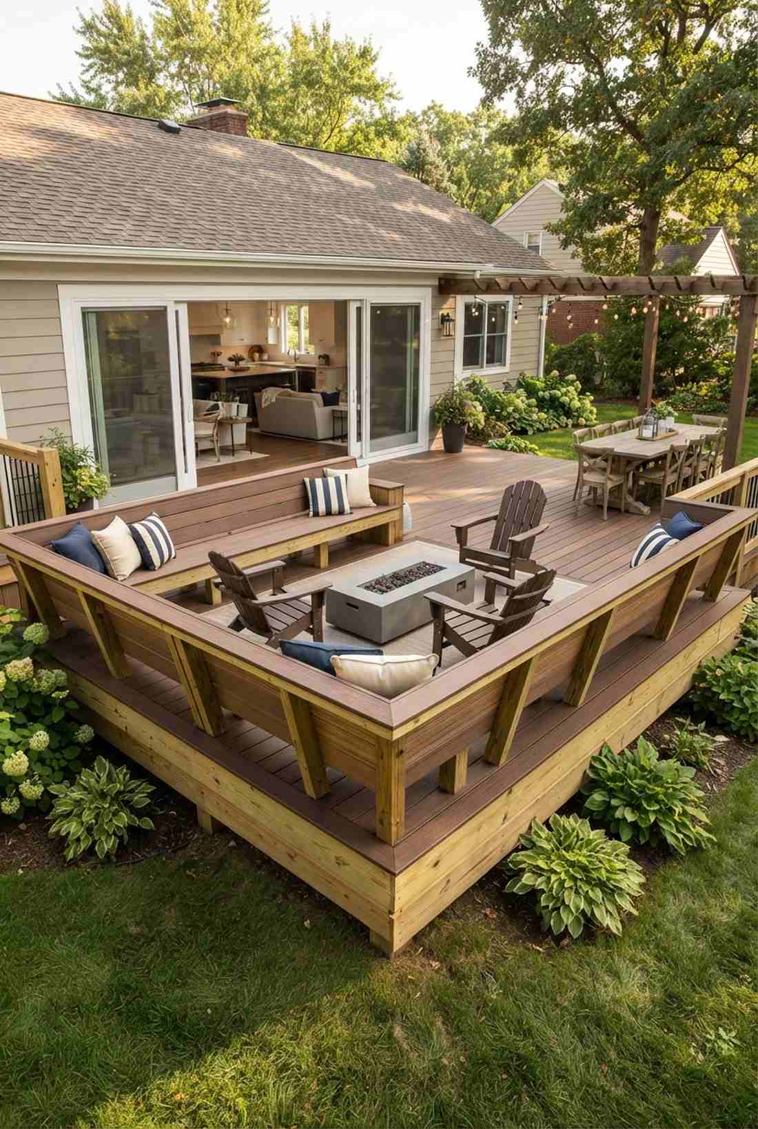 built in deck bench seating