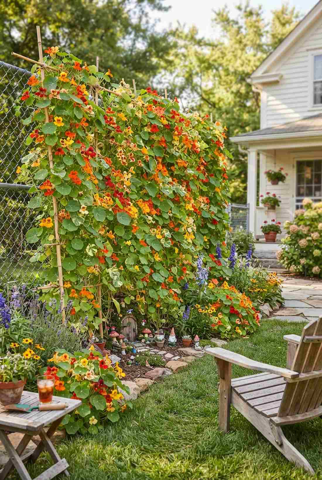 climbing nasturtiums edible flowers