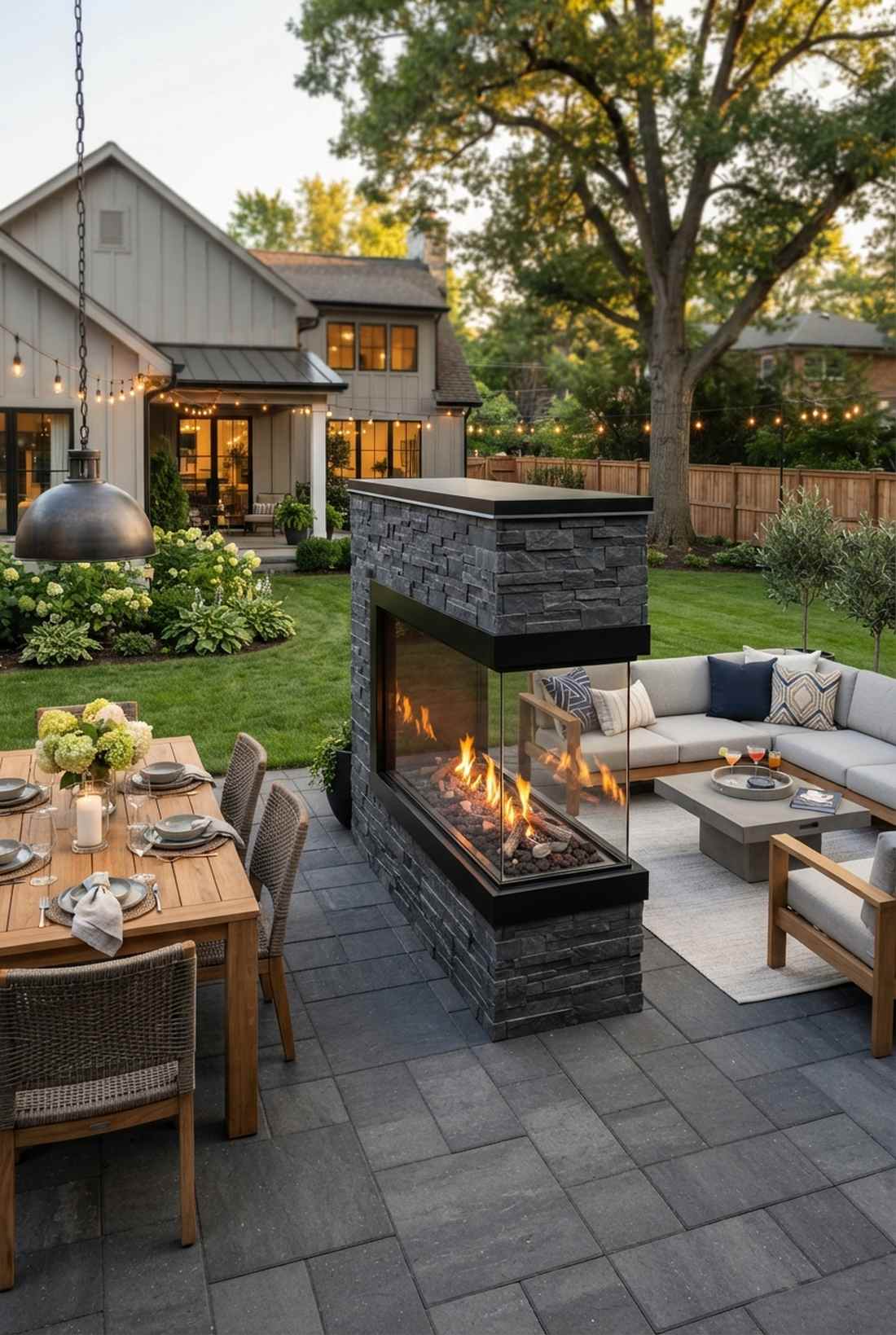 double sided see through fireplace