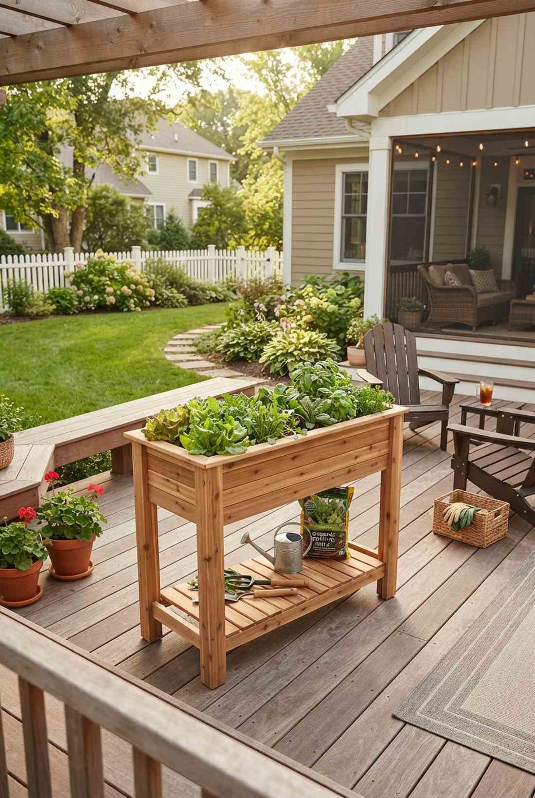 elevated waist high salad table