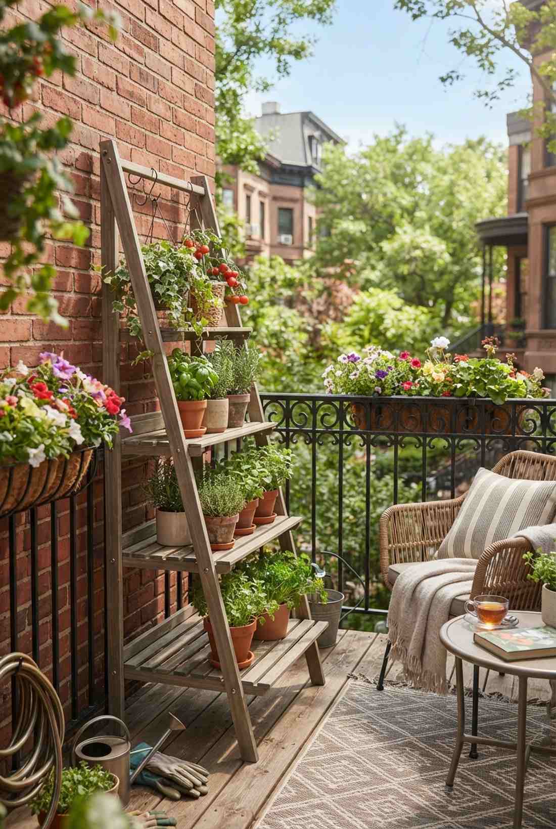 folding ladder balcony garden