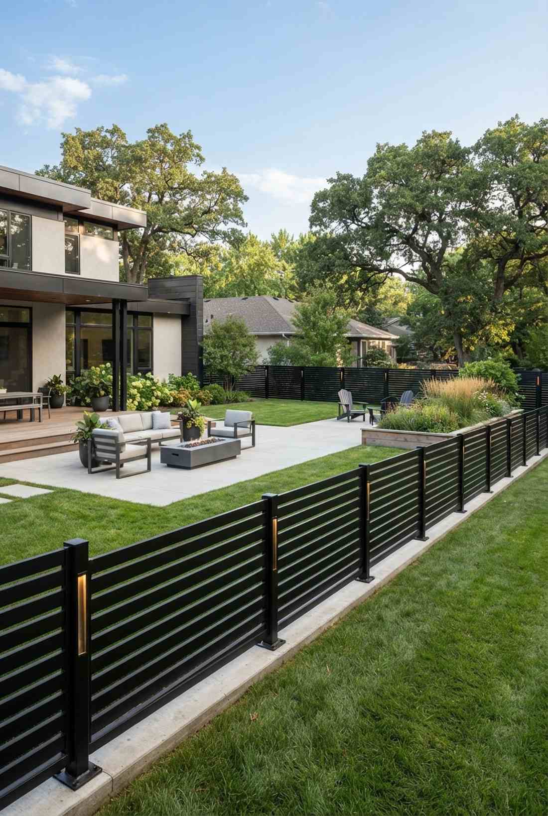 horizontal metal slat fence