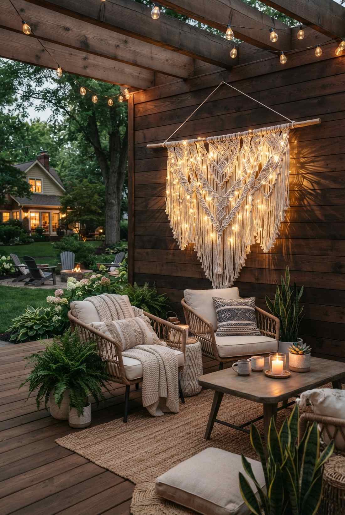 macrame tapestry light integration