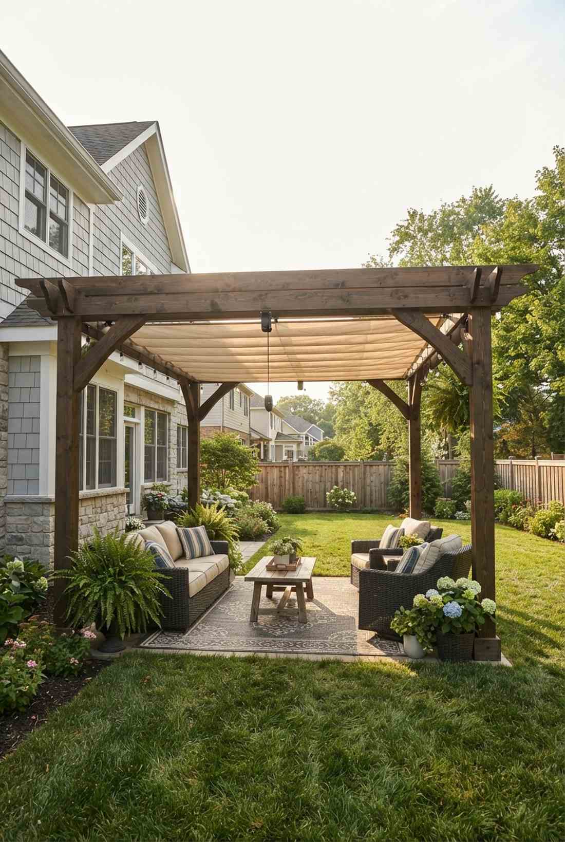 pergola attached hanging umbrella
