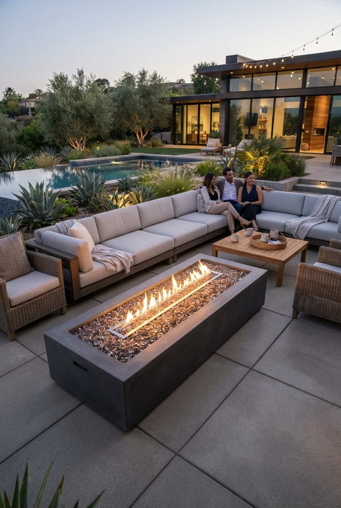 rectangular concrete fire trough
