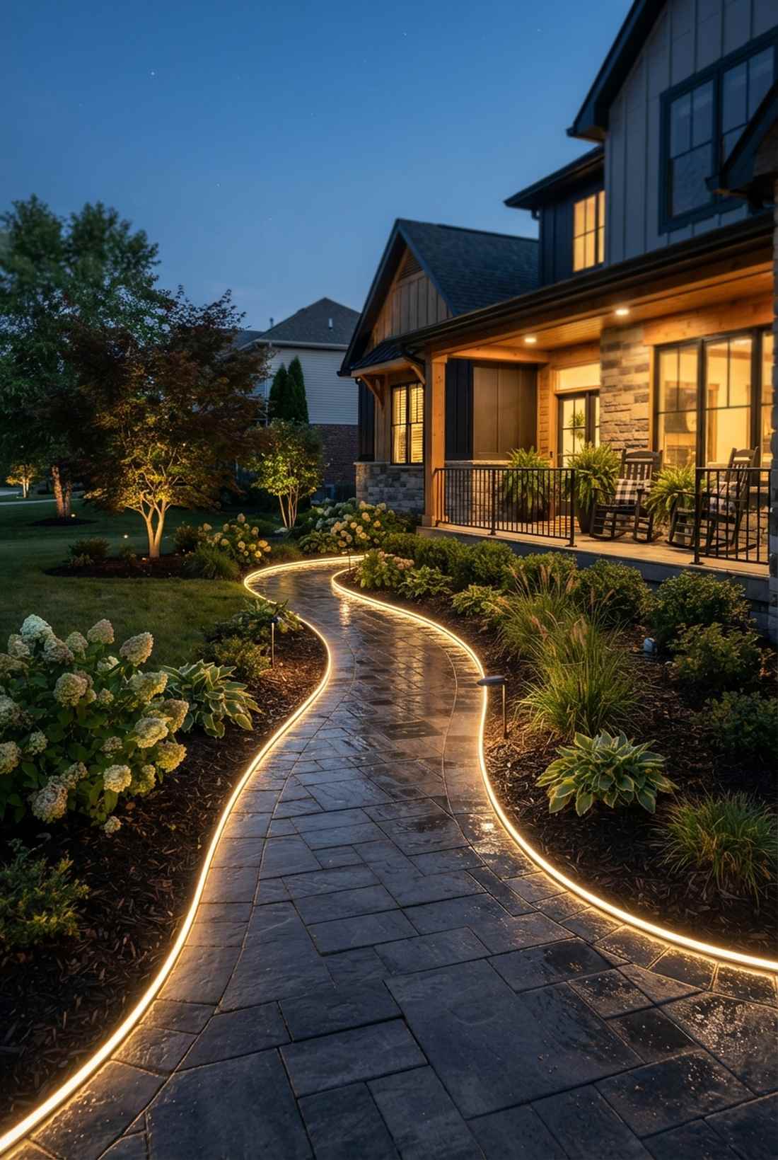 rope light walkway edges