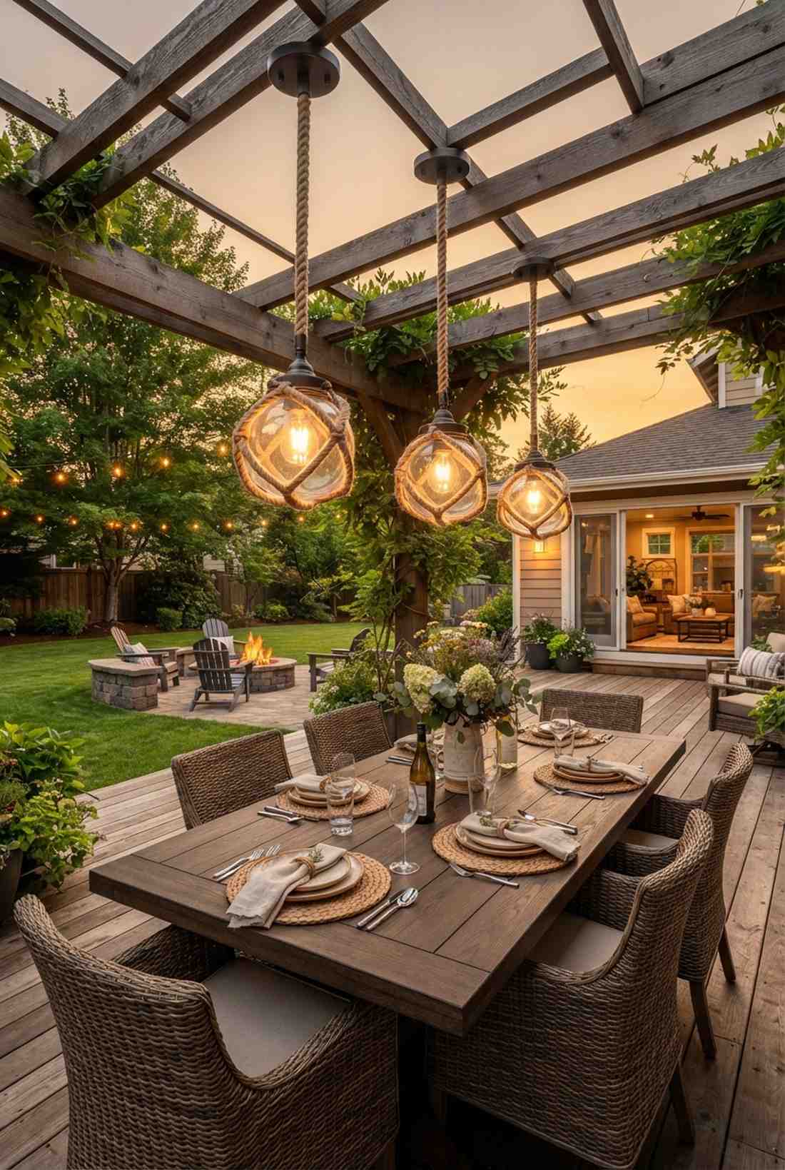 rope wrapped pendant lights