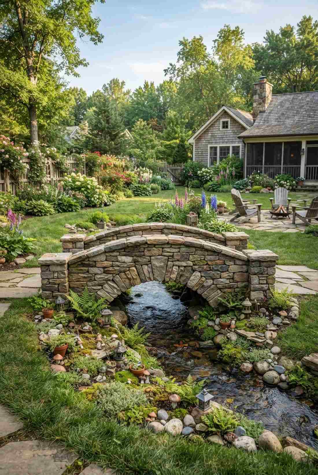 stacked stone rustic bridge