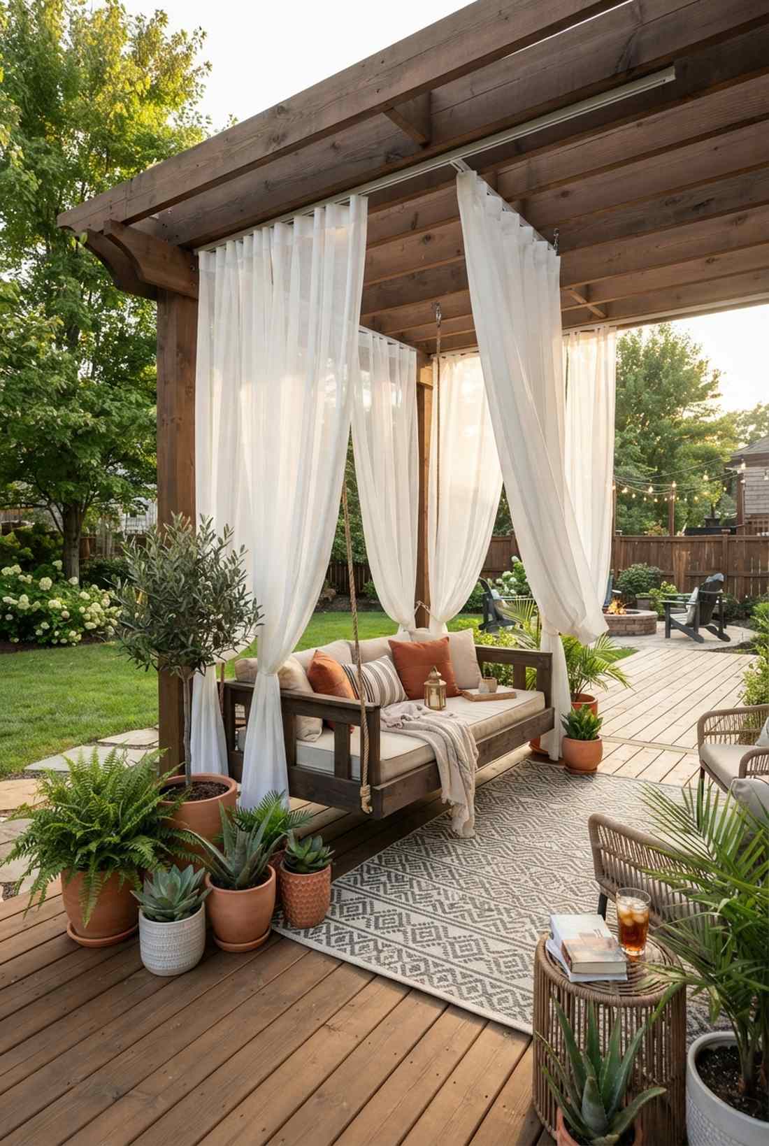 swing bed with privacy curtains