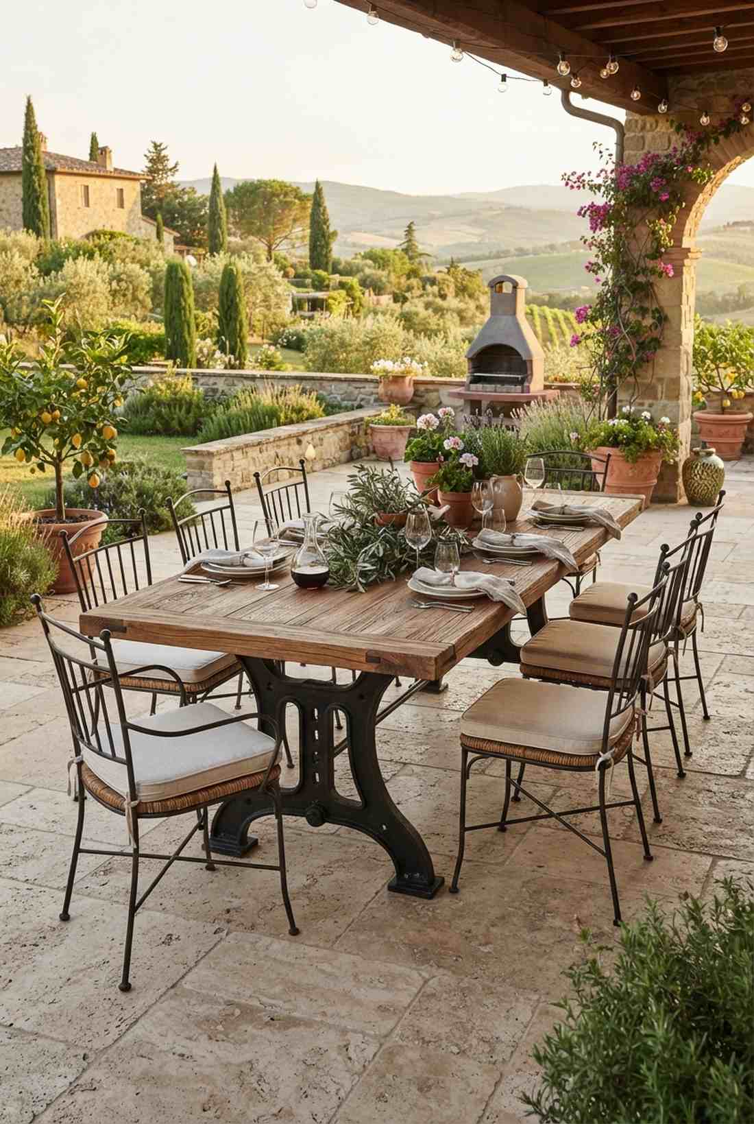 teak top iron base dining table