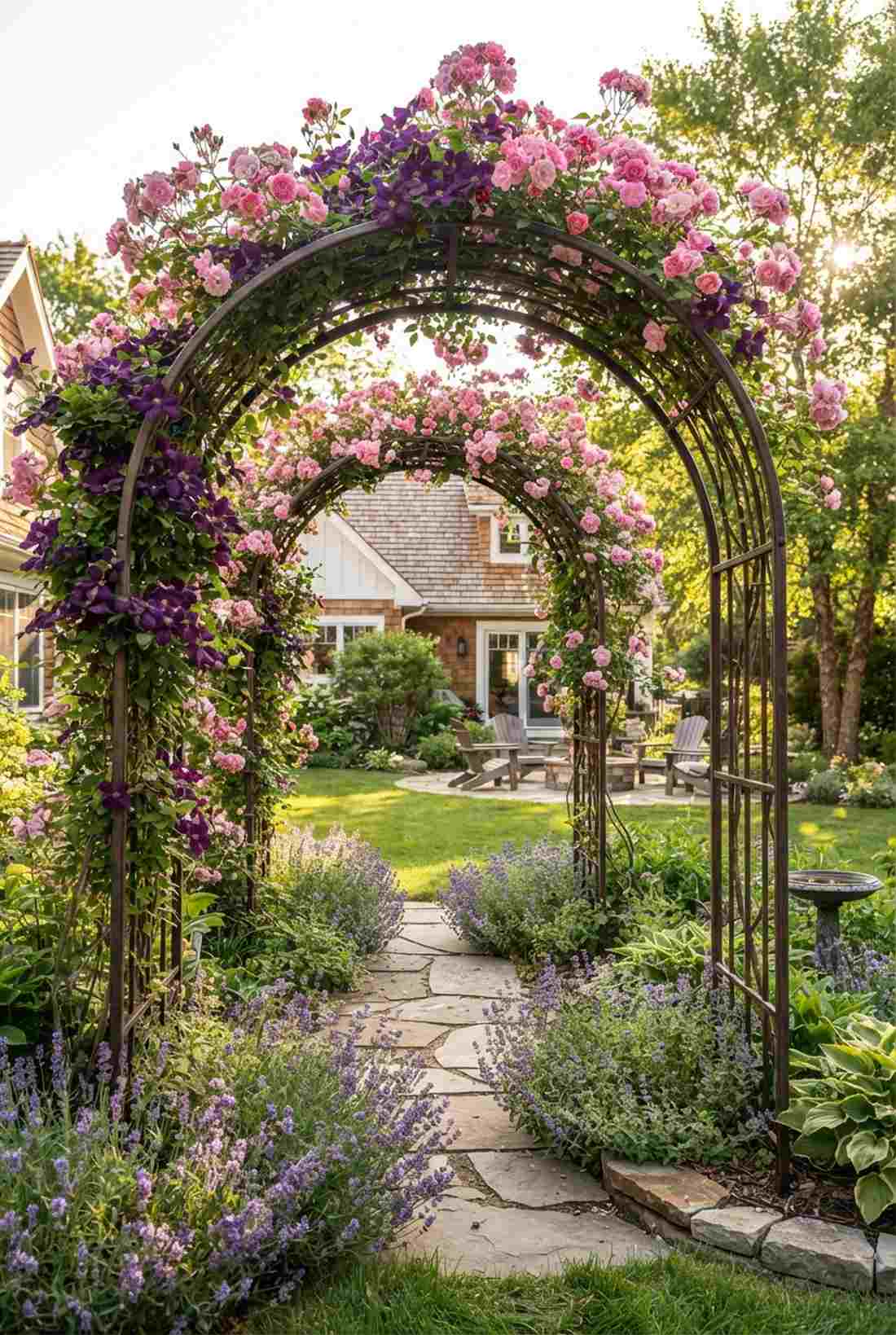 zephirine drouhin rose and polish spirit clematis
