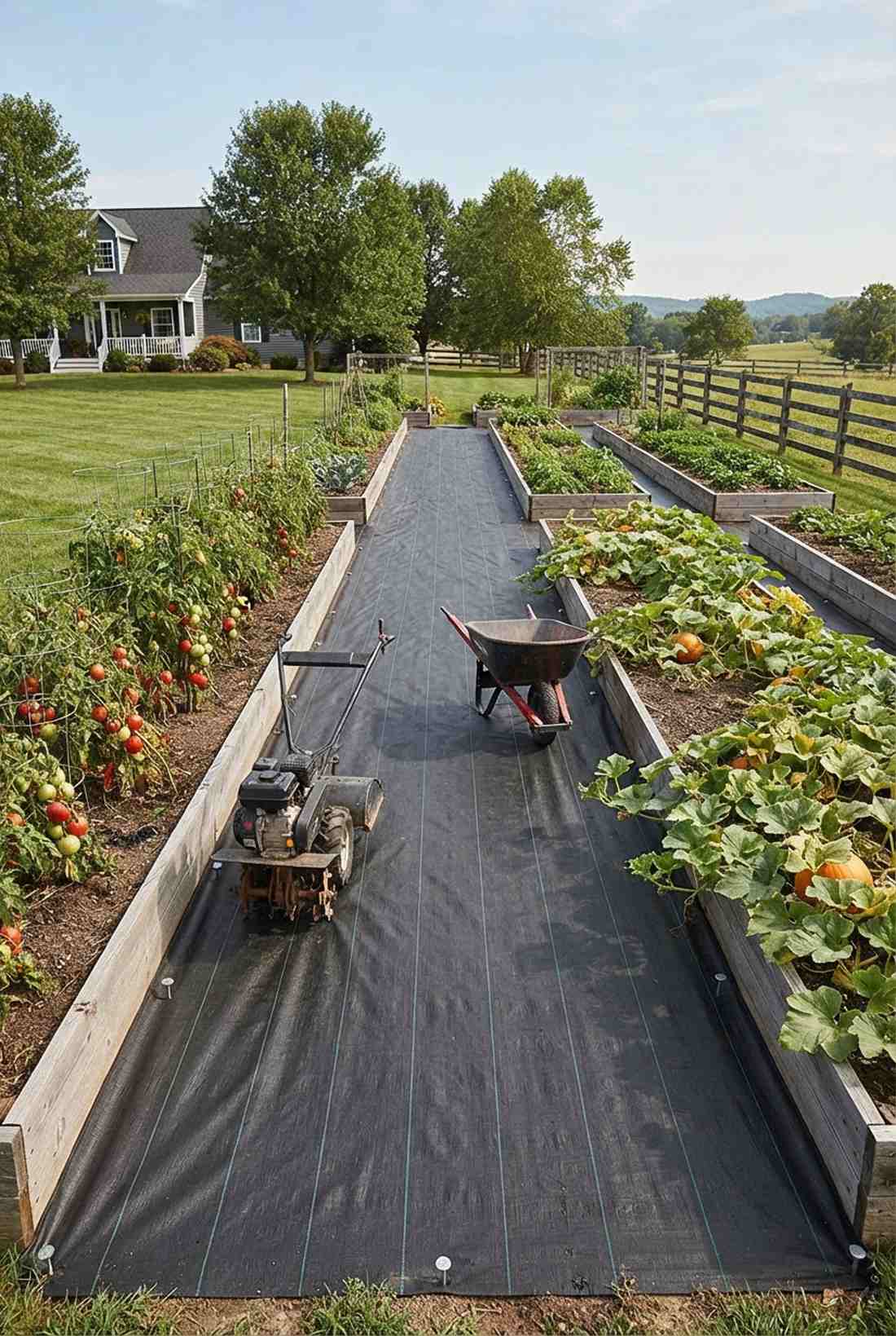 inch growing rows with machinery access