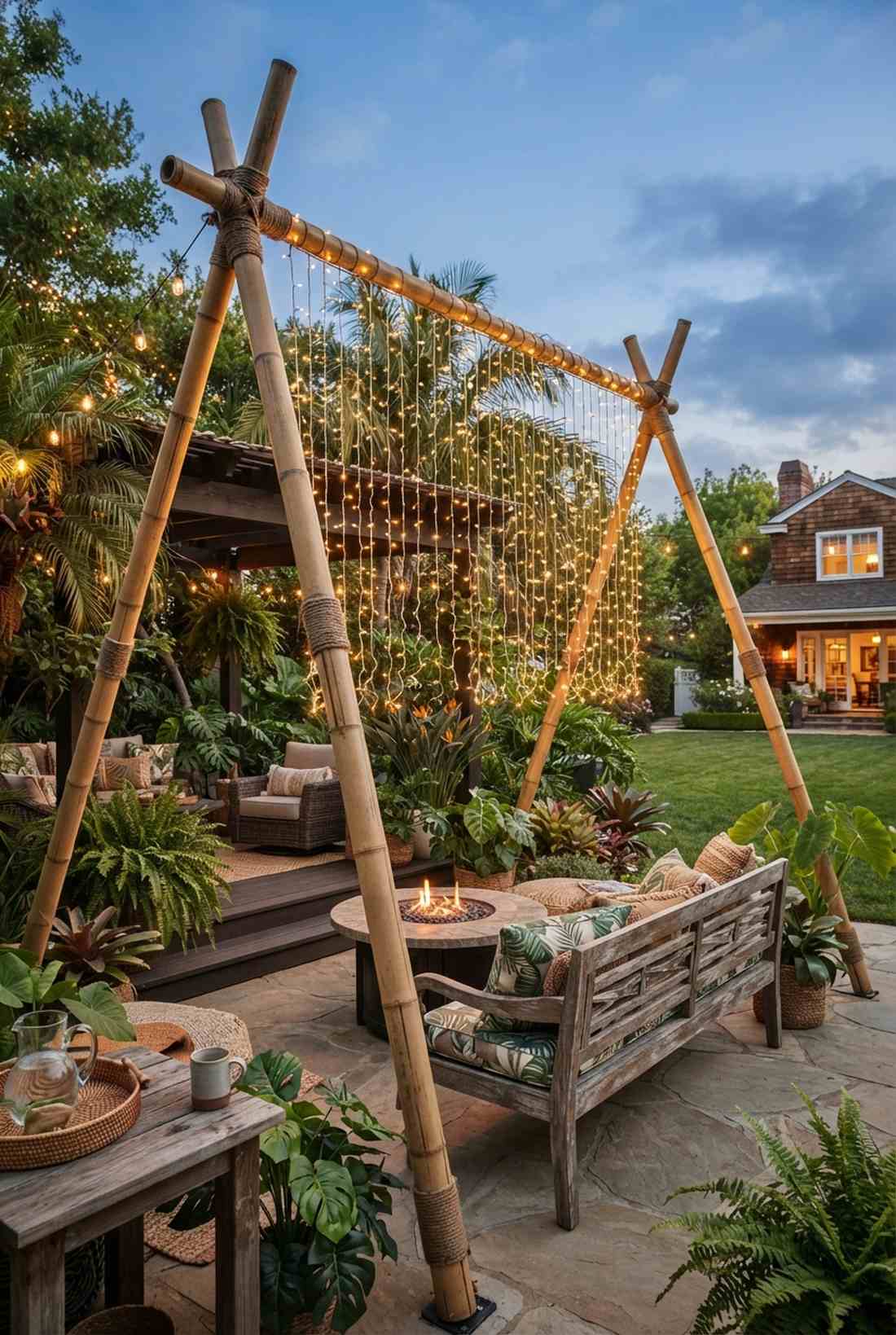 bamboo pole curtain stands
