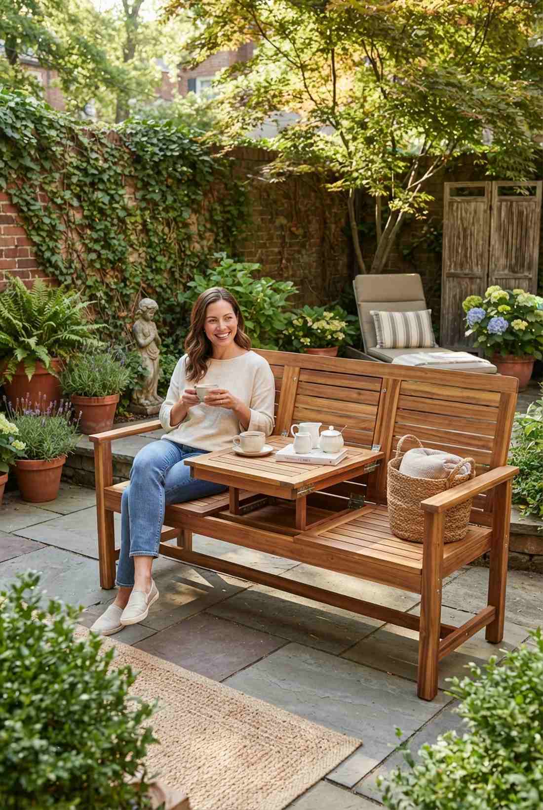 bench with hidden table extension
