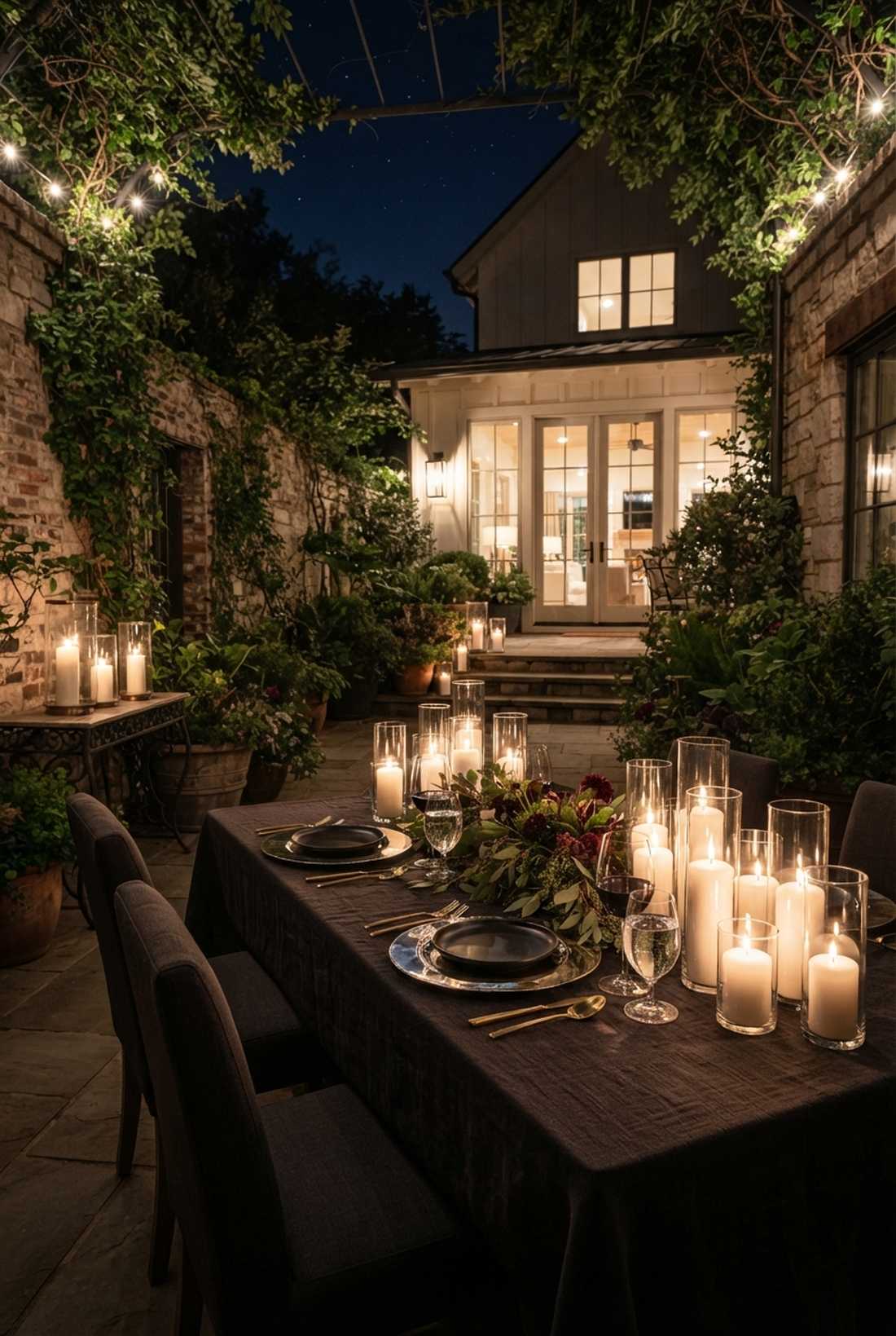 candlelight dinner under stars