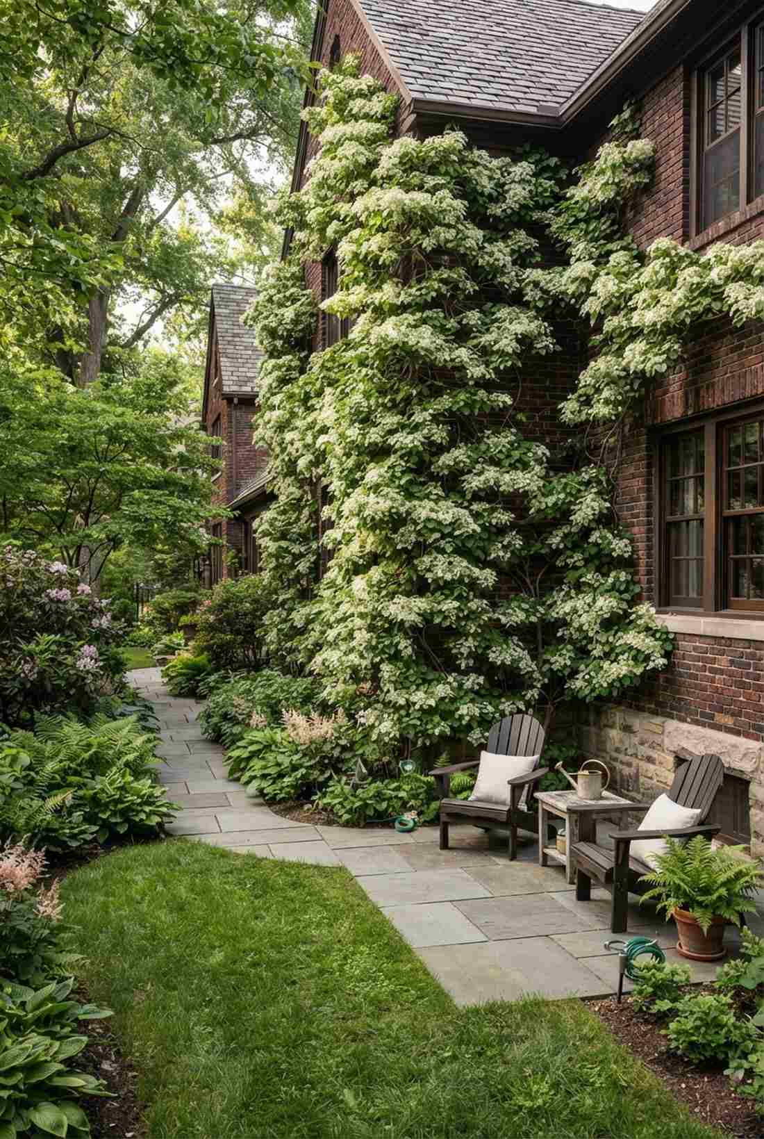 climbing hydrangea white lace walls
