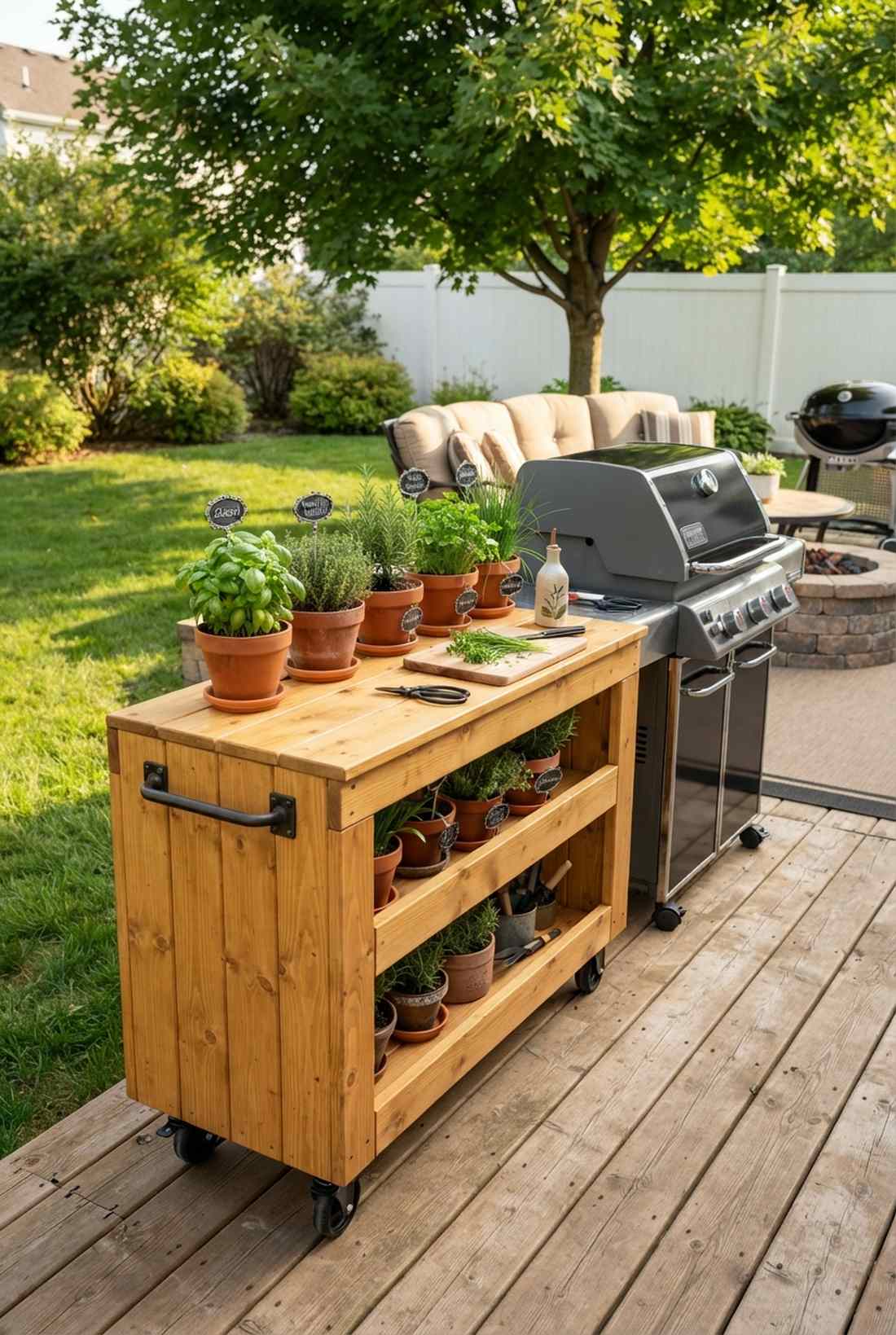 compact mobile herb cart