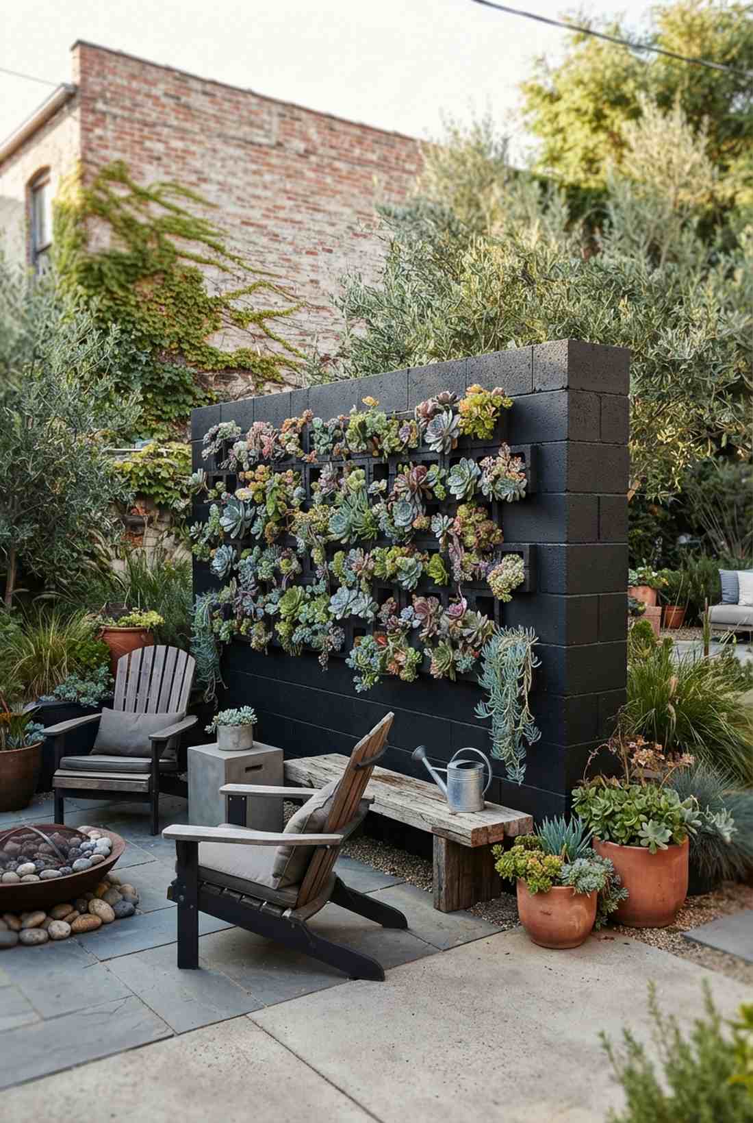 concrete block planter wall
