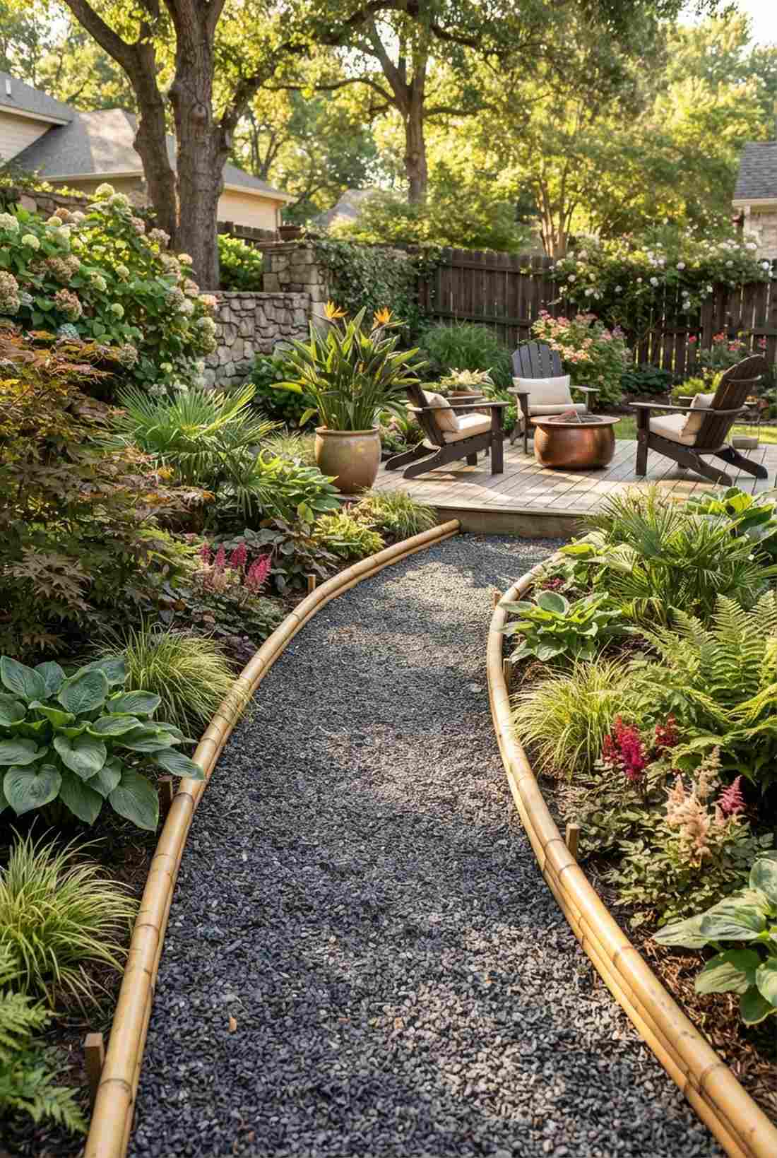 crushed granite with bamboo edging